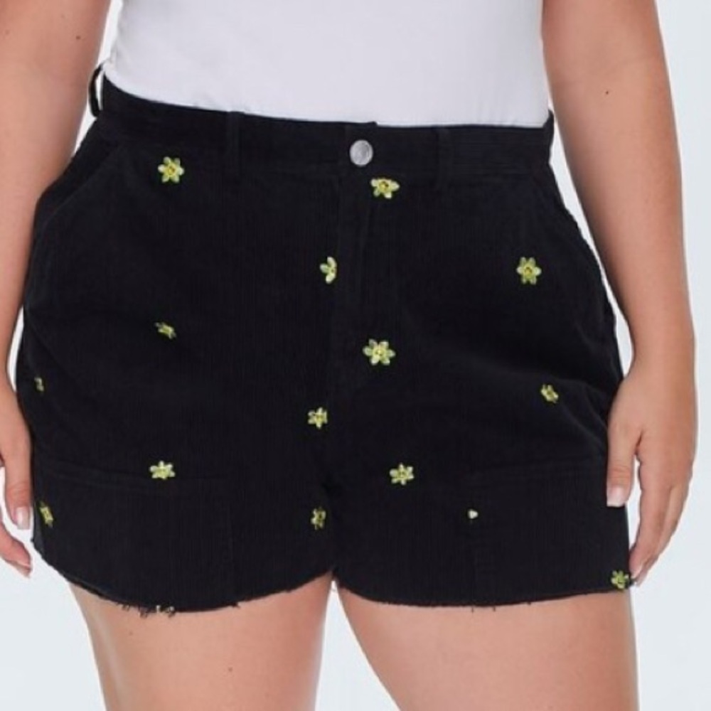 Forever 21 High Waist Black and Yellow Shorts